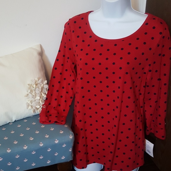 New With Tags Croft & Barrow Red w/Black Polka Dot - Picture 2 of 6